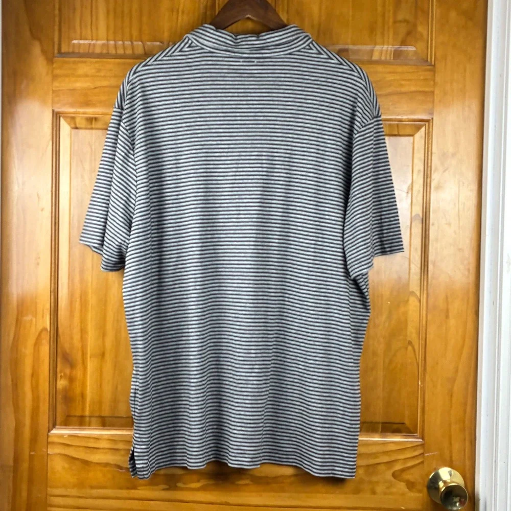 Polo Ralph Lauren Mens XL Grey Black Striped Short Sleeve Polo Shirt Classic Fit